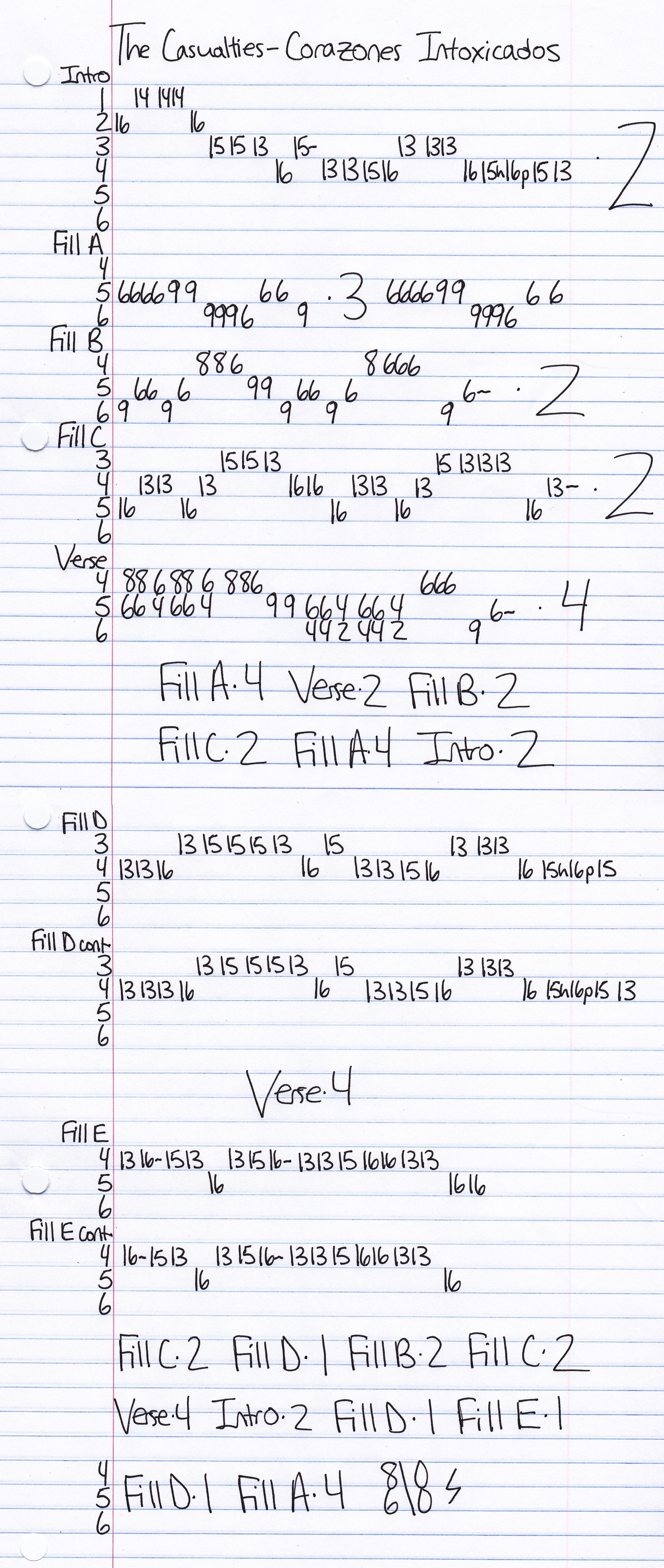 High quality guitar tab for Corazones Intoxicados by The Casualties off of the album Resistance. ***Complete and accurate guitar tab!***